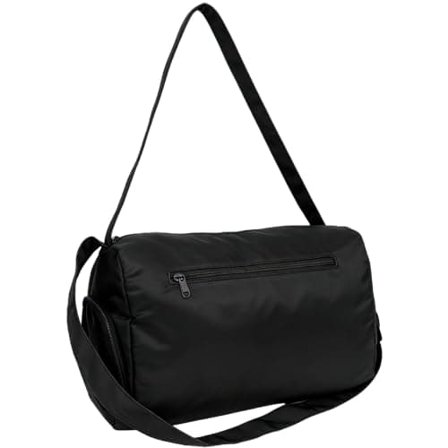 Sports Duffel Bag with Shoes Compartment, Waterproof Gym Duffle Bag Adjustable Shoulder Crossbody Strap, Large Capacity Travel Overnight Bag for Workout Fitness Yoga Hospital Travel (Black)
