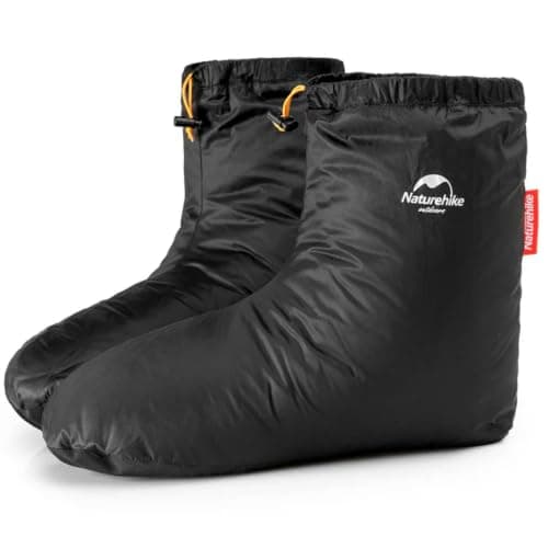 Naturehike White Goose Down Footwear Black Small EU 36-39 – Lightweight Thermal Down Foot Covers for Camping & Travel