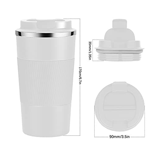 YINJOYI Travel Mug Reusable Coffee Cups Thermal Insulated Vacuum Insulation Stainless Steel Bottle for Hot Cold Drinks(White, 510ml) — view 4