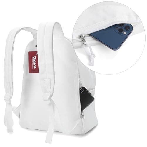 Zicac Unisex White Canvas Backpack DIY 15.6" Laptop Large Casual Rucksack — view 4