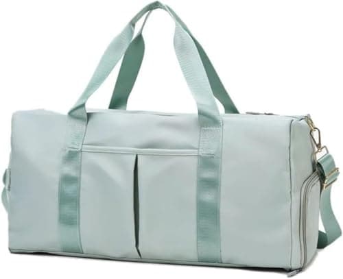 Travel Duffel Bag with Shoe Compartment – Water-Resistant, Lightweight Gym Tote for Men and Women, Ideal for Sports, Weekend Trips, and Workouts (Light Green)