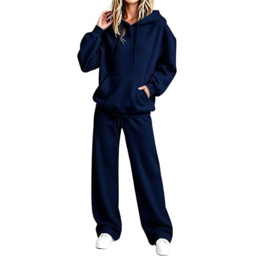 Tracksuit Womens Full Set Pullover Hoodie Wide Leg Trousers 2 Piece Outfits