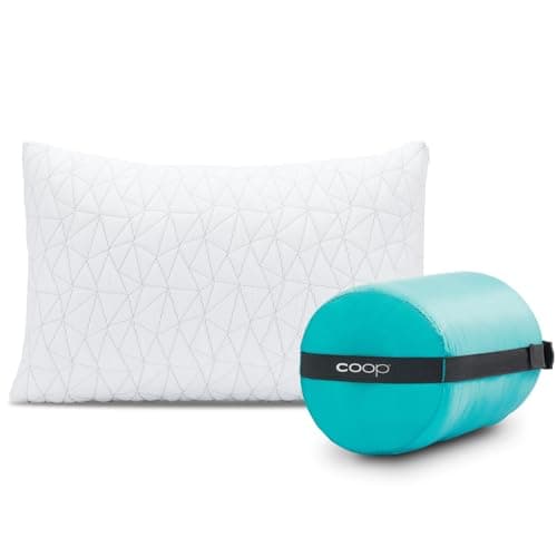 Coop Home Goods Premium Shredded Memory Foam Camping and Travel Pillow with Bamboo Derived Viscose Rayon Cover Compressible - Includes Stuff Sack Great for Backpacking and Travel 19" x 14"