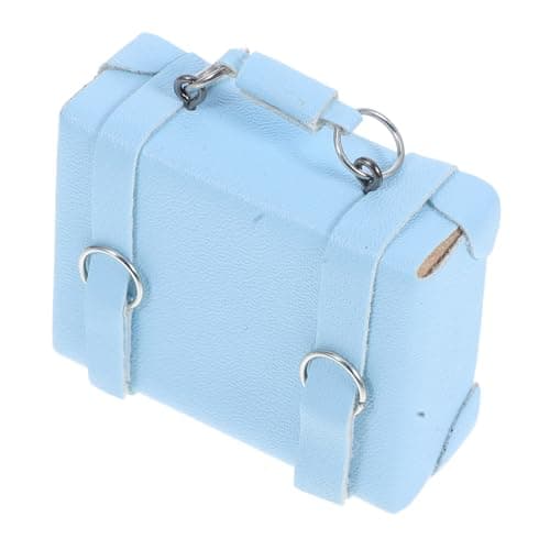 Miniature Toy Suitcase Wooden Faux Leather Metal Rectangular Doll