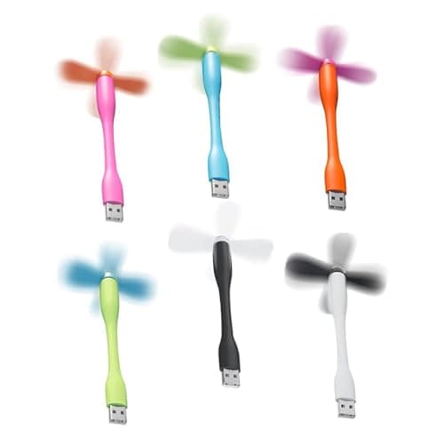 6 Pack Mini USB Fan With Flexible Neck - Portable, Quiet Personal Cooling Fan for Travel, Power Bank, Notebook, Laptop and Computer — view 2