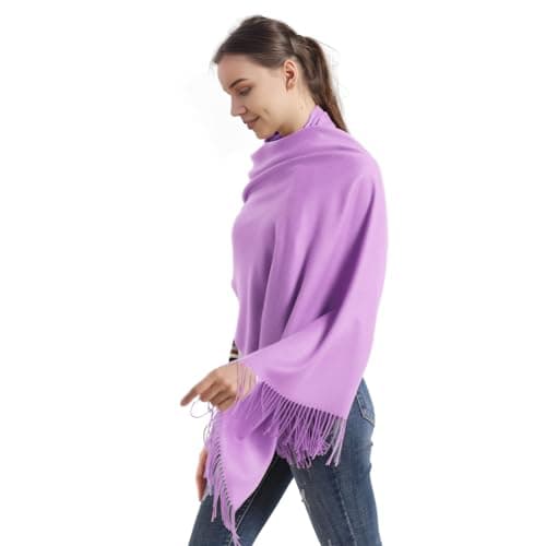 Pashmina Scarf-Light Purple Lavender Lilac formal Pashmina Shawls and Wraps for Women Evening Dresses Winter(UK-Lavender) — view 5