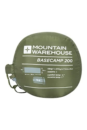 Mountain Warehouse Basecamp 200 Sleeping Bag - 2 Season Kids Camping Bag, Extreme Temperature Of 5C - For Spring Summer, Camping & Trekking Khaki — view 4