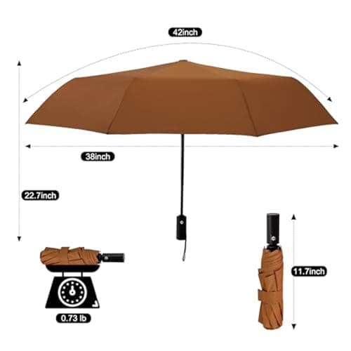 Lightweight Rain Sun Protection Umbrella (Brown) — view 2