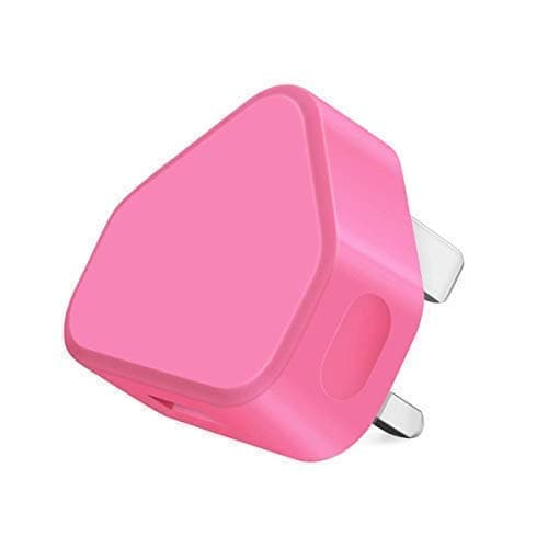 USB Desktop UK Plug, USB Charger, Adapter CE Approved Compatible iOSiPhone iOSiPad All Models Samsung Galaxy HTC LG Sony Huawei Motorolla and Many More Models (Bright Pink) — view 2