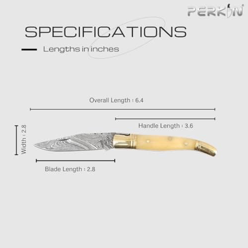 Perkin Damascus Folding knife, Unlocking Blade — view 3