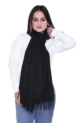 World of Shawls Luxurious Cashmere Feel Shawl Wrap for Women - Soft, Warm, Lightweight & Elegant, Perfect for Winter, Travel, Weddings or Gift (Black) — view 3