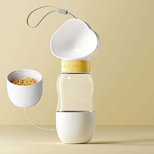 croselyu Pet Portable Water Dispenser Walk Your Dog Water Bottle Cat Out Water Cup Pet Feeder,1pce (350+200 ml,White)
