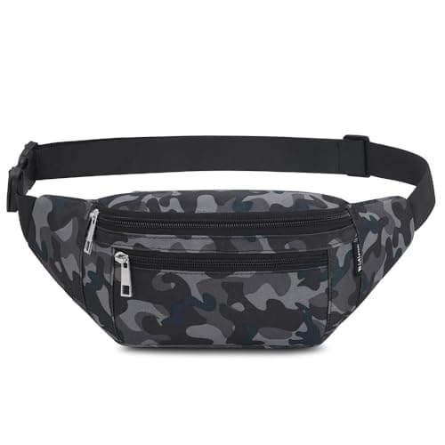Bumbags Waist Fanny Packs for Men Women Fashion Bum Bag with Adjustable Belt for Sport Running Hiking Jogging Travel Cycling Walking Dog Boys Ladies (CamoBlack) — view 2