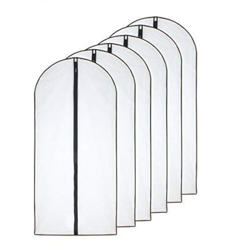 Clothes Covers Protector Bags Translucent Dustproof MothProof Anti-mite Breathable Zipper Dresses Bags Garment Bags Dress Suits Covers for hanging Clothes Wardrobe Storage Suit Carriers 6 PCS 60*100cm