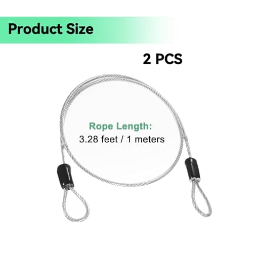 2 Pcs Security Steel Cable,3mm*1m Double Loop Flexible Securities Cable Lock,Vinyl Coated Stainless Steels Flexible Security Steel Cables,for Outdoor Travel Bike,Luggage & Toolbox(Transparent). — view 3