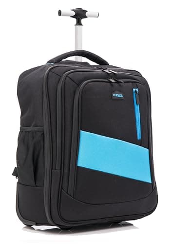 DK Luggage EasyJet cabin bag 45x36x20 Underseat Hand Luggage Carry on Travel Laptop Backpack with USB Port With 2 Wheels (Black, 17" Small)