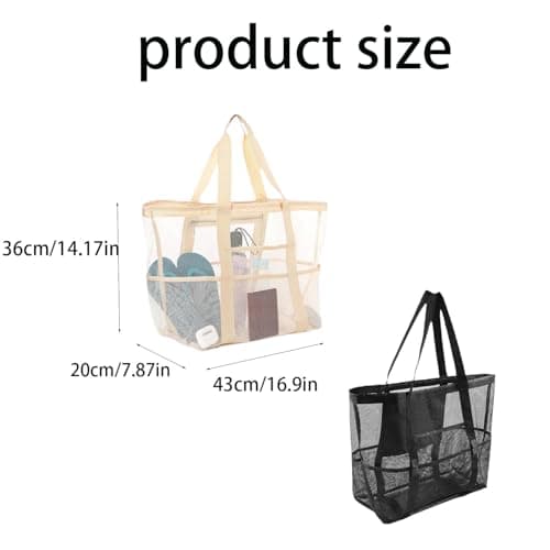 Mesh Beach Bag，Large Tote Bag Causal Pool Bags Beach Vacation — view 4