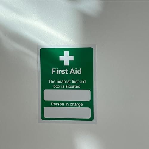 First Aid Kit Sign 4-Pack (2 Pairs) Self-Adhesive First Aid Sign/First Aid Sticker Pack for Commercial Premises Health and & Safety Signage — view 4