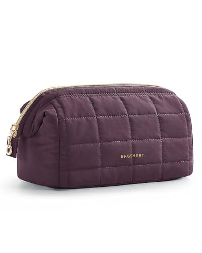 BAGSMART Small Travel Makeup Bag for Women, Wide Opening Cosmetics Bag