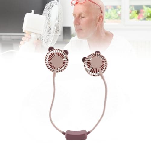 Yinhing Portable Neck Fan Bendable Wearable USB Rechargeable Hands Hanging Fan for Office Travel and Outdoor Activities Stylish Taro Design (Taro Purple) — view 3
