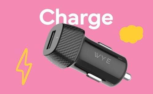WYE Slim Mini Single USB-A Car Charger Adapter Plug, 12W 5V/2.4A Cigarette Lighter Power Plug Block with Carbon Fiber Finish for iPhone, Android, Dashcam, GPS & Travel - Black — view 2