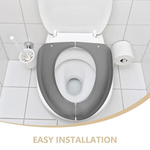 Homoyoyo Portable Foldable Toilet Seat Cover Cushion Waterproof Plastic Adult Toilet Cushion for Public Restrooms and Home Use Nordic Gray Travel Camping Restrooms — view 3