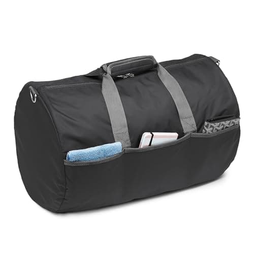 Amazon Essentials 20" (50.8 cm) Large Foldable Nylon Duffel Bag for Travel/Storage with Zipped Pockets, 30 pounds (13.6 kg) Capacity, Black — view 5