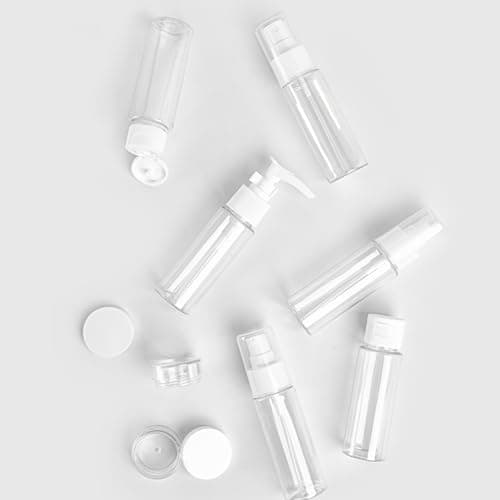 8Pcs Travel Bottles for Toiletries,100ml Travel Spray Bottle Mini Shampoo and Conditioner Set,Plastic Refillable Travel Pots,Clear Empty Small Jars with Lids for Traveling Make-up Skincare Cleaning — view 6