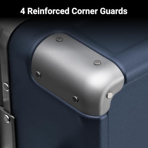 LEVEL8 Zipperless Suitcase Carry On Luggage with Aluminum Frame, 24 Inch Suitcase with Wheels, Polycarbonate Hard Shell Luggage with TSA, Blue — view 5