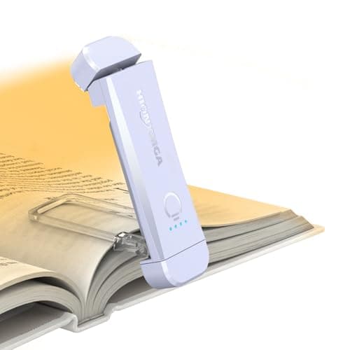 HIONXMGA USB Rechargeable Book Light,Reading Light Clip on Book,3 Colours & Stepless Dimming,Portable & Flexible,Reading Lamp for Books in Bed at Night,Perfect for Booklovers and Kids,Lavender
