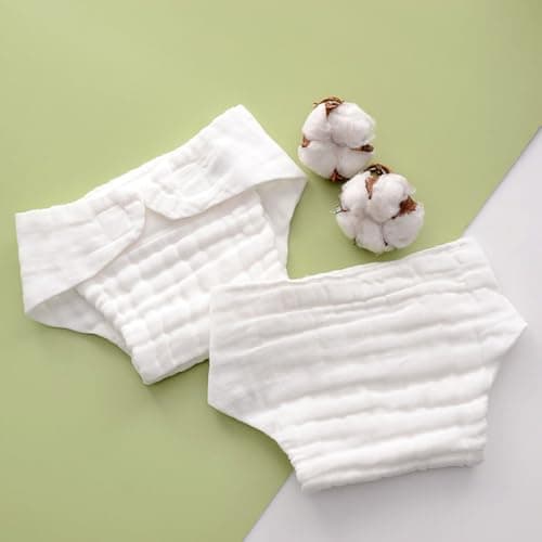 5pcs Reusable Cotton Nappy Insert for Travel and Sleep White M — view 4