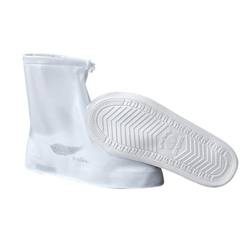 YOUNLEN Waterproof Shoe Covers Rainproof shoe covers Silicone shoe covers Keeps shoes dry in rainy days Suitable for outdoor walking and cycling（Transparent white）