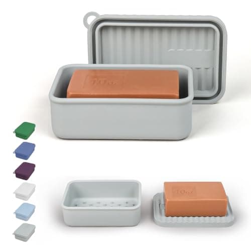 AIDIMMING Extra Large Leakproof Silicone Travel Soap Case (Deep Gray)