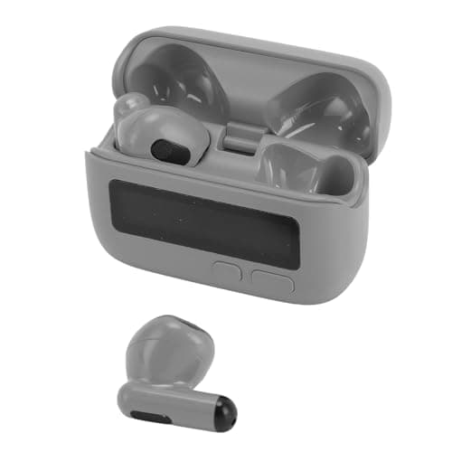 AMONIDA Bluetooth 5.2 Wireless Earbuds with Noise Cancelling and Retro Display for Fitness and Gaming - Ergonomic and Portable (Gray) — view 5