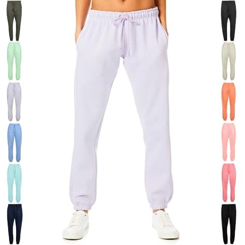 Light & Shade Women's Fleece Joggers Cuffed Sweatpants, Lavender, S
