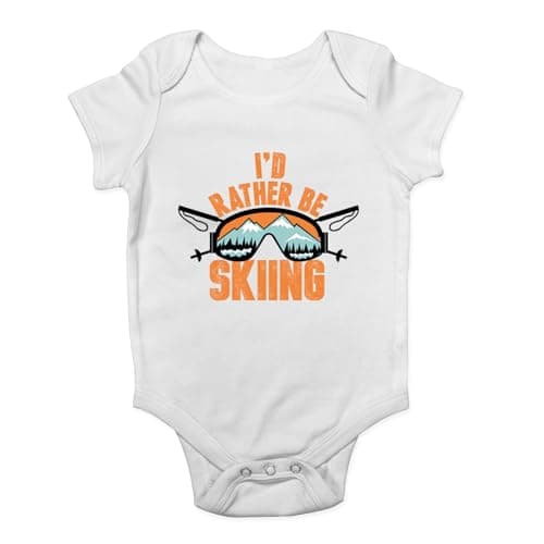Shopagift I'd Rather be Skiing Baby Vest Ski Goggles Mountains Snow Bodysuit Boys Girls