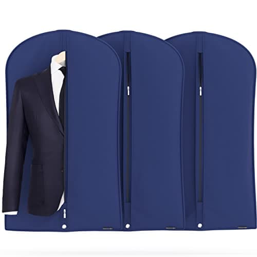 HANGERWORLD Pack of 3 Navy Blue Breathable Suit Garment Clothes Cover Bags-40" (100cm) — view 2