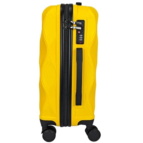 Suitcase Set of 3 Suitcases - Luggage Sets 3 Piece Hardshell - Lightweight Suitcase Sets with Lock - Large Medium Small Suitcases 4 Wheels Case and Hand Luggage set (Yellow - Black, Set of 3) — view 6