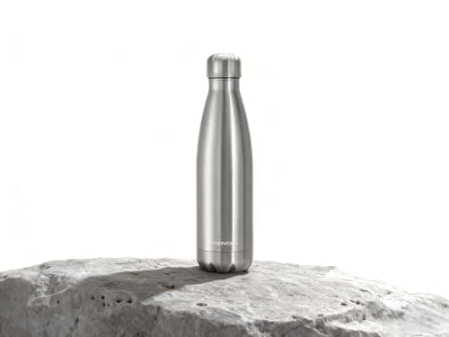 ANGVOOL Insulated Water Bottle, Stainless Steel Metal Thermal Flask for Hot and Cold Drinks, Leak Proof BPA Free Drinking Bottles for Kids or Adults (Silver, 500ml) — view 4