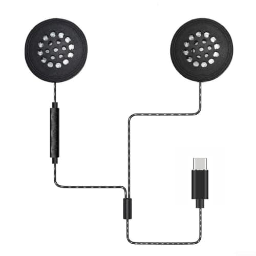 C Wired Headphones with Mic for Helmet Skiing Earphones Black Cable for Riding Wired Headset C Clear Call Windproof Audio Helmet Headphones Inline Control Music Sport Earphones C Mic for Ski Snowboard
