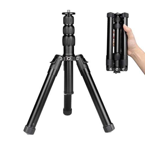 TONYBOO Compact Camera Tripod, 51.6" Lightweight Travel Tripod with 11lbs High Load Capacity, 9" Pocket-Sized Mini Tripod with 1/4" Extension Thread & Detachable Design for DSLR, Phone, Vlog