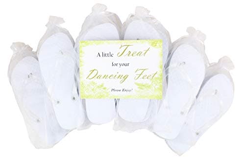 Modo Wedding/Party Glitter Flip Flops 10 Pack in Organza Bags. Choice of Colour and Size ((5-6UK x 5) (7-8UK x 5), White)