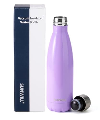SUNWILL Metal Water Bottle Stainless Steel 500ml, Insulated Reusable Thermal Flask for Cold and Hot Drink, Travel, Sports, Gym, Powder Coated Lavender — view 5