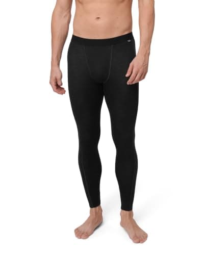DANISH ENDURANCE Merino Wool Thermal Leggings Men, Midweight 180 GSM, Black, L