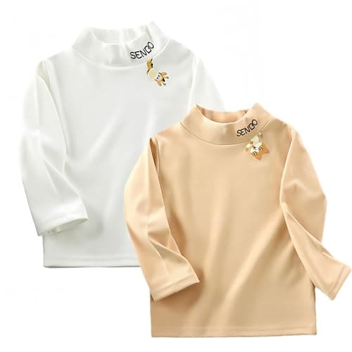 Baby Boys Thermal Tops Pack of 2 Daily Wear Fleece Lined Winter Base Layer Top White&Brown 12-18Months