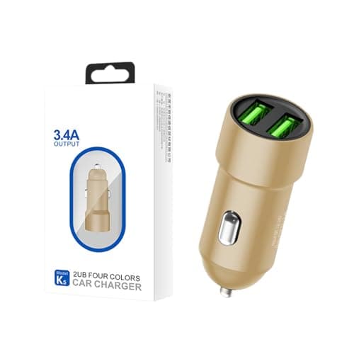 Metal USB Car Charger Portable Safe Auto Adapter Gold — view 6