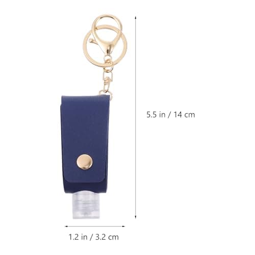 PACKOVE Portable 30ml Hand Keychain Set with Navy Pu Leather Case, 2pcs Refillable Travel Lotion Bottle Holders with T-shaped Bottles for Hand Hygiene On-the-go — view 2