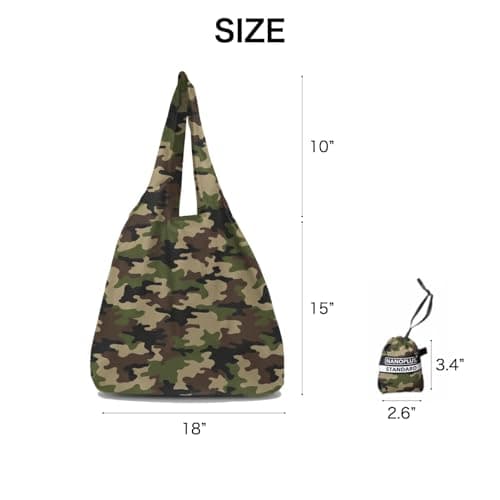 NANOPLUS Ultimate Foldable Travel Tote Bag - Reusable Shopping Bag - Compact & Portable & Lightweight (Camouflage, 19L) — view 5