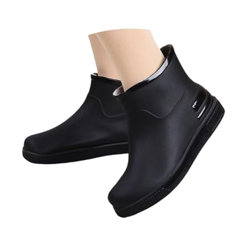 HEONSATI Rubber Booties for Women Uk Water with Thick Soles Fashion Walking Wellies Wellingtons Chelsea Boot Comfortable Plastic Lightweight Waterproof Non-Slip Rain Boots for Fishing Travel Garden — view 4