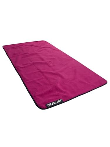 Two Bare Feet Sherpa Lined Waterproof Beach Travel Blanket – Warm, Cozy, Windproof Outdoor Blanket for Camping, Picnics, Hiking & Beach Days – Portable & Lightweight (Black/Raspberry, 145cm x 80cm) — view 3